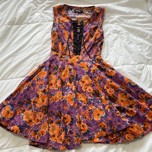 Lace Up Skater Dress - Picture 1 of 3